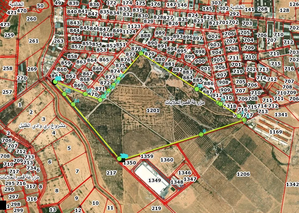 Aerial master-plan boundary view of Plot 1201 in Ad-Dulayl Area 3