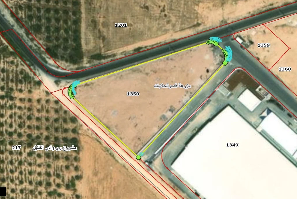 Aerial boundary view of available land in Plot 1350 in Ad-Dulayl Area 2